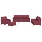 Vidaxl ensemble de canap�s 4 pcs avec coussins rouge bordeaux tissu