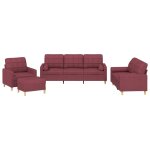 Vidaxl ensemble de canap�s 4 pcs avec coussins rouge bordeaux tissu