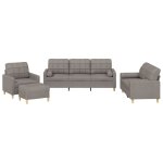 Vidaxl ensemble de canaps 4 pcs avec coussins taupe tissu