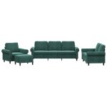 Vidaxl ensemble de canap�s 4 pcs avec coussins vert fonc� velours
