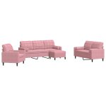 Vidaxl ensemble de canaps 4pcs et coussins et traversins rose velours