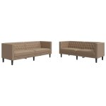 Vidaxl ensemble de canapé chesterfield 2 pcs cappuccino similicuir Vidaxl ensemble de canapé chesterfield 2 pcs cappuccino similicuir