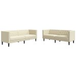 Vidaxl ensemble de canapé chesterfield 2 pcs crème similicuir Vidaxl ensemble de canapé chesterfield 2 pcs crème similicuir