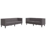 Vidaxl ensemble de canapé chesterfield 2 pcs gris similicuir Vidaxl ensemble de canapé chesterfield 2 pcs gris similicuir