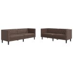 Vidaxl ensemble de canapé chesterfield 2 pcs marron similicuir Vidaxl ensemble de canapé chesterfield 2 pcs marron similicuir
