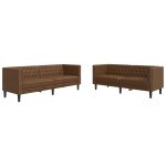Vidaxl ensemble de canap� chesterfield 2 pcs marron similicuir daim