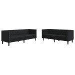 Vidaxl ensemble de canap chesterfield 2 pcs noir similicuir