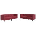 Vidaxl ensemble de canapés chesterfield 2pcs rouge bordeaux similicuir Vidaxl ensemble de canapés chesterfield 2pcs rouge bordeaux similicuir