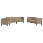 Vidaxl ensemble de canap� chesterfield 3 pcs cappuccino similicuir