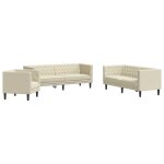 Vidaxl ensemble de canapé chesterfield 3 pcs crème similicuir Vidaxl ensemble de canapé chesterfield 3 pcs crème similicuir