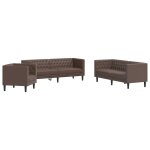 Vidaxl ensemble de canap� chesterfield 3 pcs marron similicuir