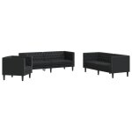 Vidaxl ensemble de canapé chesterfield 3 pcs noir similicuir Vidaxl ensemble de canapé chesterfield 3 pcs noir similicuir