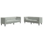 Vidaxl ensemble de canapé chesterfield et traversins 2 pcs gris clair Vidaxl ensemble de canapé chesterfield et traversins 2 pcs gris clair