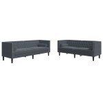 Vidaxl ensemble de canapé chesterfield et traversins 2 pcs gris foncé Vidaxl ensemble de canapé chesterfield et traversins 2 pcs gris foncé