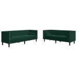 Vidaxl ensemble de canap� chesterfield et traversins 2 pcs vert fonc�