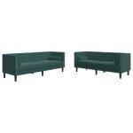 Vidaxl ensemble de canapé chesterfield et traversins 2 pcs vert foncé Vidaxl ensemble de canapé chesterfield et traversins 2 pcs vert foncé