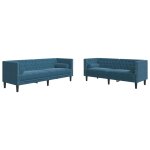 Vidaxl ensemble de canapé chesterfield et traversins 2pcs bleu velours Vidaxl ensemble de canapé chesterfield et traversins 2pcs bleu velours