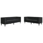 Vidaxl ensemble de canapé chesterfield et traversins 2pcs noir velours Vidaxl ensemble de canapé chesterfield et traversins 2pcs noir velours