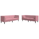 Vidaxl ensemble de canapé chesterfield et traversins 2pcs rose velours Vidaxl ensemble de canapé chesterfield et traversins 2pcs rose velours