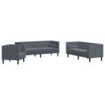 Vidaxl ensemble de canapé chesterfield et traversins 3 pcs gris foncé Vidaxl ensemble de canapé chesterfield et traversins 3 pcs gris foncé