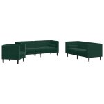 Vidaxl ensemble de canap� chesterfield et traversins 3 pcs vert fonc�