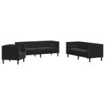Vidaxl ensemble de canapé chesterfield et traversins 3pcs noir velours Vidaxl ensemble de canapé chesterfield et traversins 3pcs noir velours
