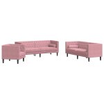 Vidaxl ensemble de canapé chesterfield et traversins 3pcs rose velours Vidaxl ensemble de canapé chesterfield et traversins 3pcs rose velours