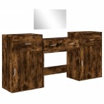 Vidaxl ensemble de coiffeuse 4 pcs chêne fumé bois d'ingénierie Vidaxl ensemble de coiffeuse 4 pcs chêne fumé bois d'ingénierie