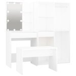 Vidaxl ensemble de coiffeuse avec led blanc bois d'ing�nierie