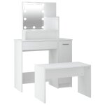Vidaxl ensemble de coiffeuse avec led blanc bois d'ing�nierie