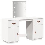 Vidaxl ensemble de coiffeuse avec led blanc bois de pin solide Vidaxl ensemble de coiffeuse avec led blanc bois de pin solide