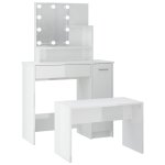Vidaxl ensemble de coiffeuse avec led blanc brillant bois d'ingénierie Vidaxl ensemble de coiffeuse avec led blanc brillant bois d'ingénierie
