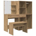 Vidaxl ensemble de coiffeuse avec led ch�ne artisanal bois ing�nierie