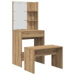 Vidaxl ensemble de coiffeuse avec led ch�ne artisanal bois ing�nierie