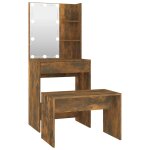 Vidaxl ensemble de coiffeuse avec led chne fum bois d'ingnierie