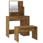 Vidaxl ensemble de coiffeuse avec led ch�ne fum� bois d'ing�nierie