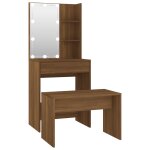 Vidaxl ensemble de coiffeuse avec led chne marron bois d'ingnierie