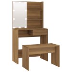 Vidaxl ensemble de coiffeuse avec led ch�ne marron bois d'ing�nierie