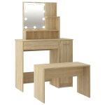 Vidaxl ensemble de coiffeuse avec led chne sonoma bois d'ingnierie