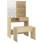 Vidaxl ensemble de coiffeuse avec led ch�ne sonoma bois d'ing�nierie