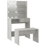 Vidaxl ensemble de coiffeuse avec led gris bton bois d'ingnierie