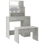 Vidaxl ensemble de coiffeuse avec led gris bton bois d'ingnierie