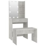 Vidaxl ensemble de coiffeuse avec led gris b�ton bois d'ing�nierie