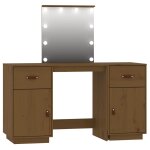Vidaxl ensemble de coiffeuse avec led marron miel bois de pin solide Vidaxl ensemble de coiffeuse avec led marron miel bois de pin solide