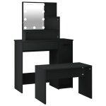 Vidaxl ensemble de coiffeuse avec led noir bois d'ingénierie Vidaxl ensemble de coiffeuse avec led noir bois d'ingénierie
