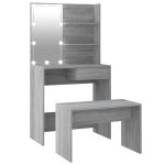 Vidaxl ensemble de coiffeuse avec led sonoma gris bois d'ingnierie