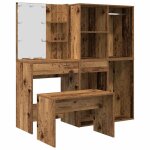 Vidaxl ensemble de coiffeuse avec led vieux bois bois d'ingnierie