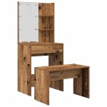 Vidaxl ensemble de coiffeuse avec led vieux bois bois d'ing�nierie