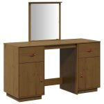 Vidaxl ensemble de coiffeuse et miroir marron miel bois de pin solide Vidaxl ensemble de coiffeuse et miroir marron miel bois de pin solide
