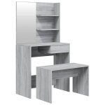 Vidaxl ensemble de coiffeuse sonoma gris 74, 5x40x141 cm